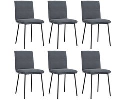 vidaXL - Eetkamerstoelen - 6 - st - fluweel - donkergrijs
