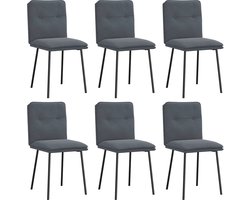 vidaXL - Eetkamerstoelen - 6 - st - fluweel - donkergrijs