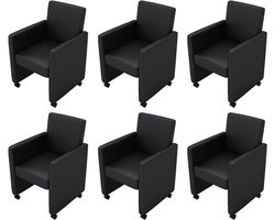 vidaXL - Eetkamerstoelen - 6 - st - kunstleer - zwart