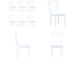 vidaXL - Eetkamerstoelen - 6 - st - massief - rubberwood - wit