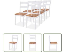vidaXL Eetkamerstoelen 6 st massief rubberwood wit Eettafelstoel - Eetkamerstoel - Houten Stoel - Rubberwood Stoel - Witte Stoel