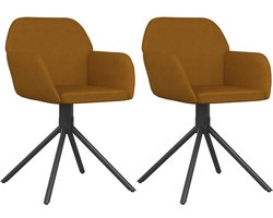 vidaXL - Eetkamerstoelen - draaibaar - 2 - st - fluweel - bruin