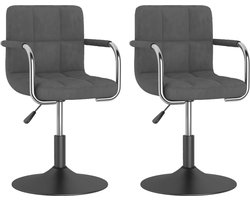 vidaXL - Eetkamerstoelen - draaibaar - 2 - st - fluweel - donkergrijs