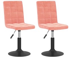 vidaXL - Eetkamerstoelen - draaibaar - 2 - st - fluweel - roze
