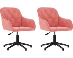 vidaXL - Eetkamerstoelen - draaibaar - 2 - st - fluweel - roze