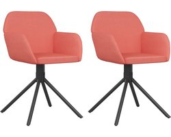 vidaXL - Eetkamerstoelen - draaibaar - 2 - st - fluweel - roze