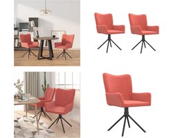 vidaXL - Eetkamerstoelen - draaibaar - 2 - st - fluweel - roze