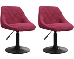 vidaXL - Eetkamerstoelen - draaibaar - 2 - st - fluweel - wijnrood