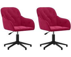 vidaXL - Eetkamerstoelen - draaibaar - 2 - st - fluweel - wijnrood