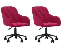 vidaXL - Eetkamerstoelen - draaibaar - 2 - st - fluweel - wijnrood