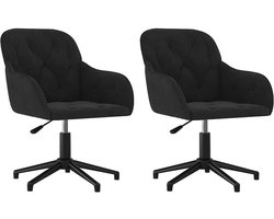 vidaXL - Eetkamerstoelen - draaibaar - 2 - st - fluweel - zwart