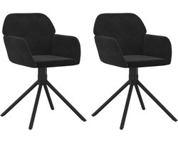 vidaXL - Eetkamerstoelen - draaibaar - 2 - st - fluweel - zwart