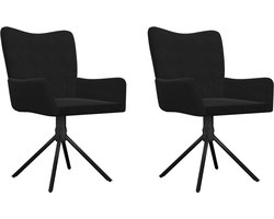 vidaXL - Eetkamerstoelen - draaibaar - 2 - st - fluweel - zwart