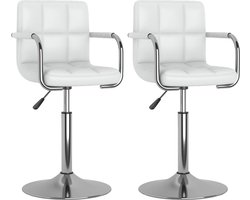 vidaXL - Eetkamerstoelen - draaibaar - 2 - st - kunstleer - wit