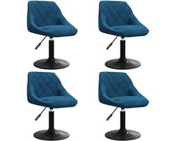 vidaXL - Eetkamerstoelen - draaibaar - 4 - st - fluweel - blauw