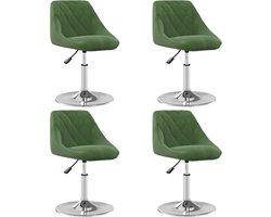 vidaXL - Eetkamerstoelen - draaibaar - 4 - st - fluweel - donkergroen