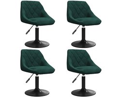 vidaXL - Eetkamerstoelen - draaibaar - 4 - st - fluweel - donkergroen