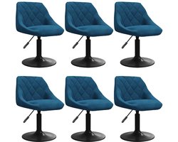 vidaXL - Eetkamerstoelen - draaibaar - 6 - st - fluweel - blauw