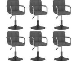 vidaXL - Eetkamerstoelen - draaibaar - 6 - st - fluweel - donkergrijs