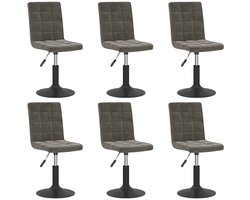 vidaXL - Eetkamerstoelen - draaibaar - 6 - st - fluweel - donkergrijs