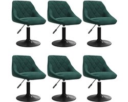 vidaXL - Eetkamerstoelen - draaibaar - 6 - st - fluweel - donkergroen