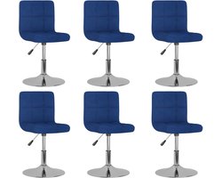 vidaXL - Eetkamerstoelen - draaibaar - 6 - st - stof - blauw