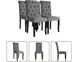 vidaXL Eetkamerstoelen - Eettafel Stoelen - Eetkamerstoelen 4 st stof donkergrijs - Donkere Meubels - Design Stoelen - Luxe Stoelen