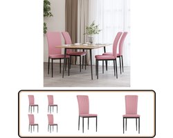 vidaXL Eetkamerstoelen - Fluweel - 4 stuks - Roze Eetkamerstoelen - Fluweel Stoelen - Roze Meubilair - Luxe Stoelen - Comfortabele Stoelen
