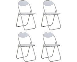 vidaXL - Eetkamerstoelen - inklapbaar - 4 - st - kunstleer - wit