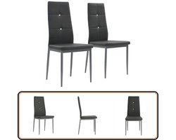 vidaXL Eetkamerstoelen - Kunstleer - Grijs - 2 stuks Eetkamerstoelen - Kunstleder Meubels - Grijze Stoelen - Salontafel - Dining Chairs