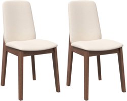 vidaXL - Eetkamerstoelen - met - kussens - 2 - st - massief - hout - rubber - bruin