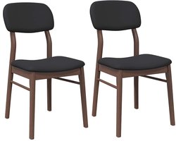vidaXL - Eetkamerstoelen - met - kussens - 2 - st - massief - hout - rubber - bruin