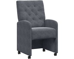 vidaXL - Eetkamerstoelen - met - wielen - 2 - pcs - Donkergrijs - 58 - x - 67 - x - 97 - cm