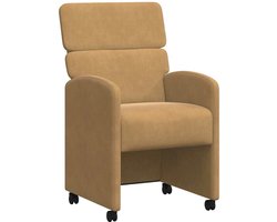 vidaXL - Eetkamerstoelen - met - wielen - 2 - st - Fluweel - Bruin - 58 - x - 65 - x - 98 - cm