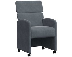 vidaXL - Eetkamerstoelen - met - wielen - 2 - st - Fluweel - Donkergrijs