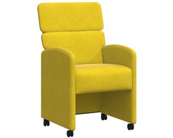 vidaXL - Eetkamerstoelen - met - wielen - 2 - st - Fluweel - Geel - 58 - x - 65 - x - 98 - cm