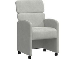 vidaXL - Eetkamerstoelen - met - wielen - 2 - st - Fluweel - Lichtgrijs