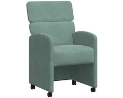 vidaXL - Eetkamerstoelen - met - wielen - 2 - st - Fluweel - Zeegroen