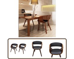 vidaXL Eetkamerstoelen - Set van 2 - Bruin Kunstleer Eetkamerstoel - Salontafel - Meubels - Koffiezetapparaat - Decoratie