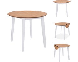 vidaXL Eetkamertafel - Eetkamertafels - Eetkamer Tafel - Eetkamer Tafels - Eettafel inklapbaar rond MDF wit