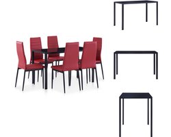 vidaXL Eetkamertafel En Eetkamerstoel - Eetkamertafels En Eetkamerstoelen - Eetkamer Set - Eetkamer Sets - 7-delige Eethoek wijnrood