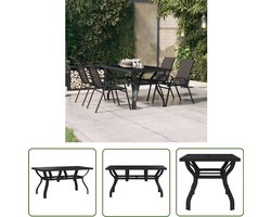 vidaXL Eetkamertafel - Tuin Tafel - Tuintafel 140x70x70 cm staal en glas zwart - Buitentafel - Zwarte Tafel - Staaltafel