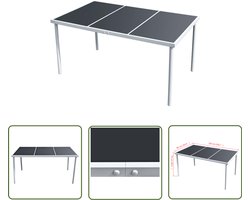vidaXL Eetkamertafel - Tuintafel - Tuintafel 150x90x74 cm staal zwart - Buitentafel - Glas Tafellamp - Zwarte Tafel