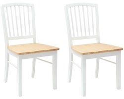 vidaXL - Eetstoelen - 2 - pcs - Wit - 50 - x - 52,5 - x - 91 - cm - Massief - Rubberhout