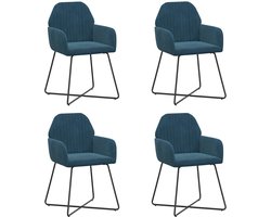 vidaXL - Eetstoelen - 4 - st - fluweel - Blauw - 55 - x - 50 - x - 84 - cm