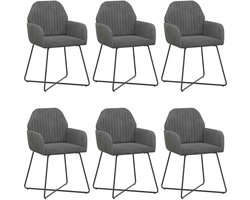 vidaXL - Eetstoelen - 6 - st - fluweel - Donkergrijs - 55 - x - 50 - x - 84 - cm