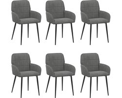 vidaXL - Eetstoelen - 6 - st - fluweel - Donkergrijs - 56.5 - x - 50 - x - 85 - cm