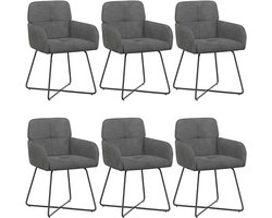 vidaXL - Eetstoelen - 6 - st - fluweel - Donkergrijs - 59 - x - 56,5 - x - 86 - cm