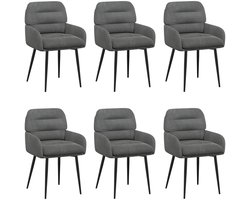 vidaXL - Eetstoelen - 6 - st - fluweel - Donkergrijs - 59 - x - 59,5 - x - 90 - cm