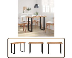 vidaXL Eettafel 110x50x76 cm massief acaciahout Eetkamertafel - Acacia Tafels - Industrie Style Meubelen - Salontafels - Ronde Eettafels